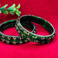 Green Color Stoned Design Glass Bangles Near Me