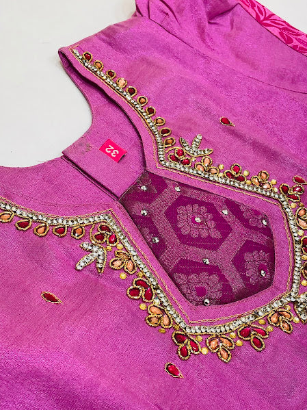 Pink And Lavender Color Langa Set In Surprise