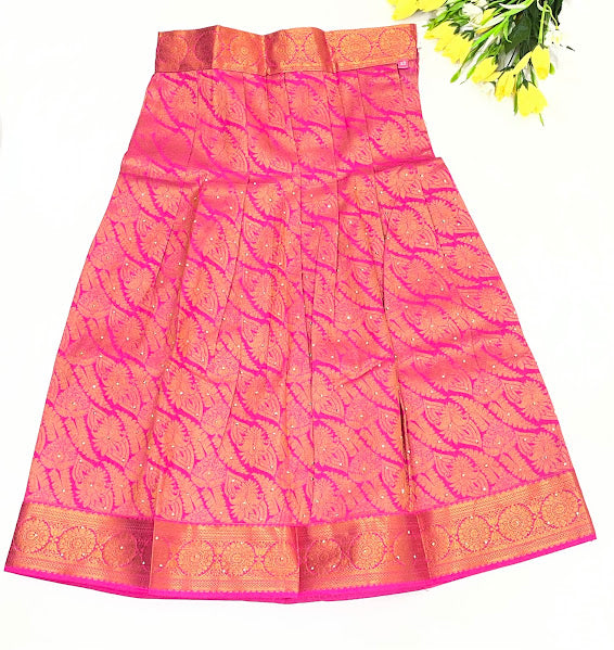 Pink And Lavender Color Langa Set With Zari Work In Tempe