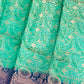 Magnificent Light Green Color Banarasi Soft Silk Saree With Contrast Brocade Blouse In USA