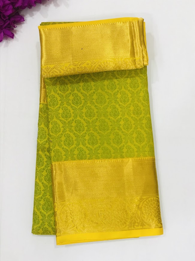 Gorgeous Green Color Kanchi Silk Saree With Gold Zari Work - SILKMARK CERTIFIED