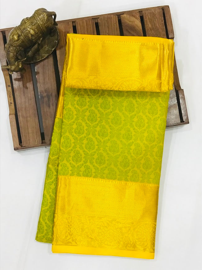 Green Color Kanchi Silk Saree With Gold Zari Work Near Me