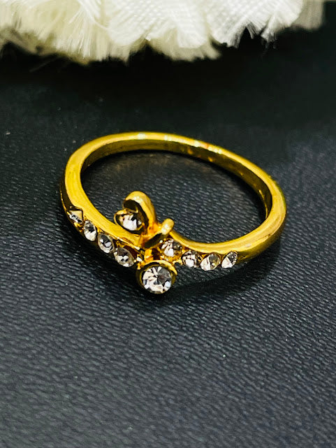 Attractive Gold Plated White Stone Work Ring For Women