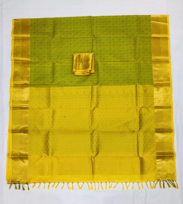 Gorgeous Green Color Kanchi Silk Saree With Gold Zari Work In Tempe