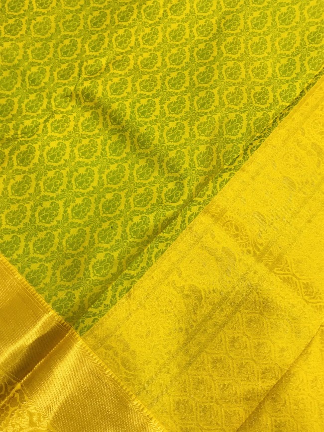 Green Color Kanchi Silk Saree With Gold Zari Work In Surprise