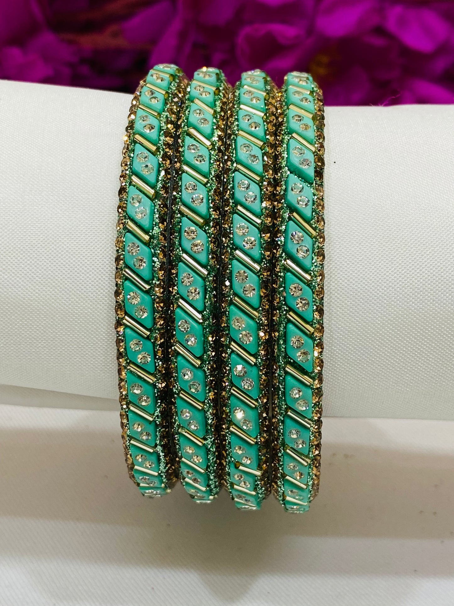 Pleasing Pista Green Color Metal Bangles Near me