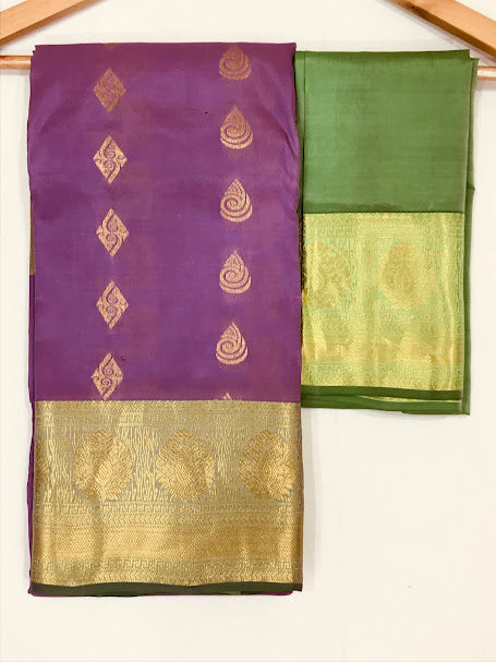 Exquisite light Purple Color Pure Kanchi Silk Saree With Gold Zari Work In USA