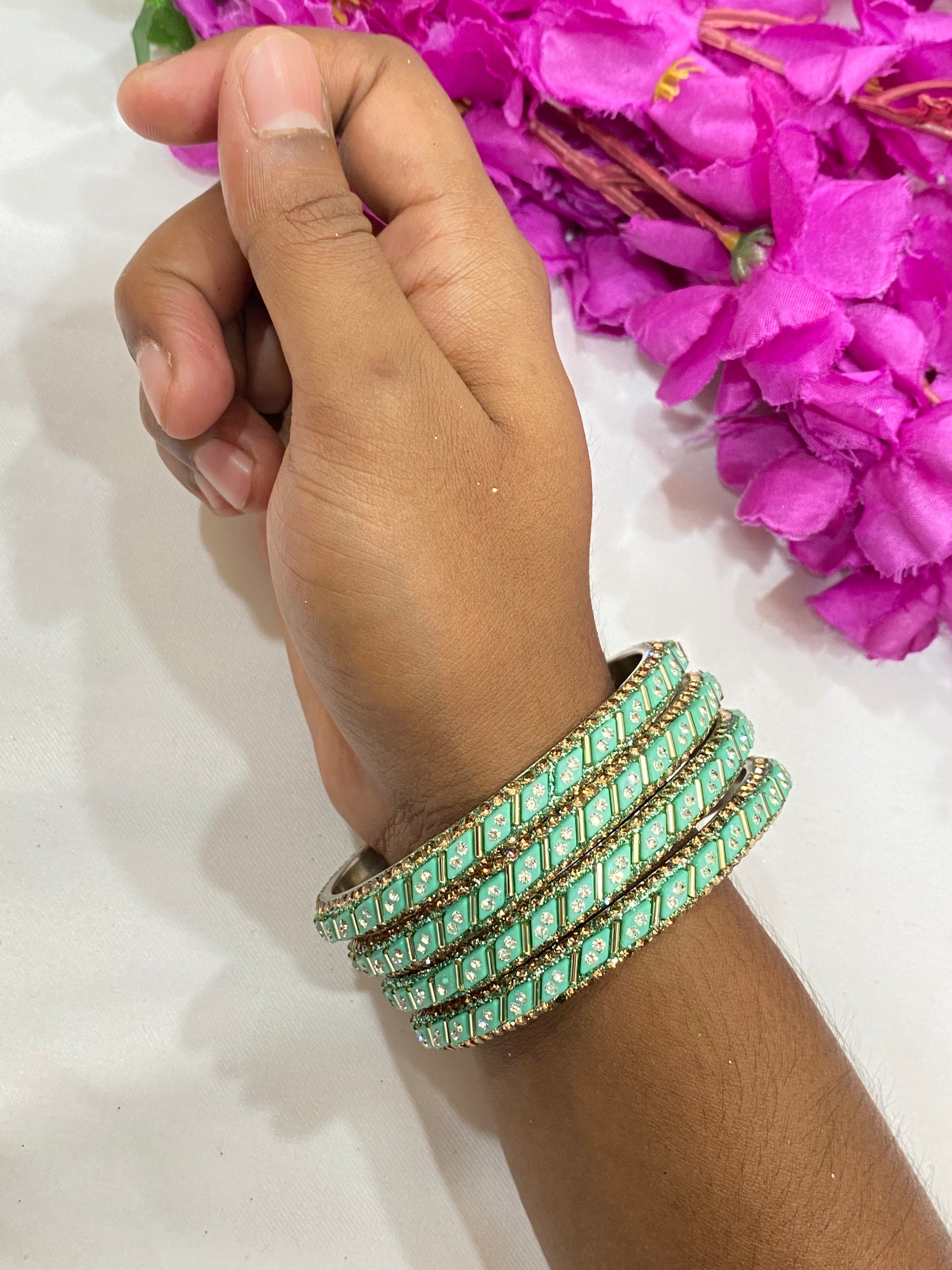 Pleasing Pista Green Color Bangles In USA