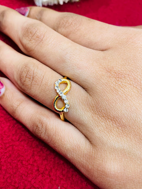 Elegant Gold Plated White Stone Work Ring For Women