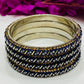 Delightful Blue Color Metal Bangles With White Stone For Women