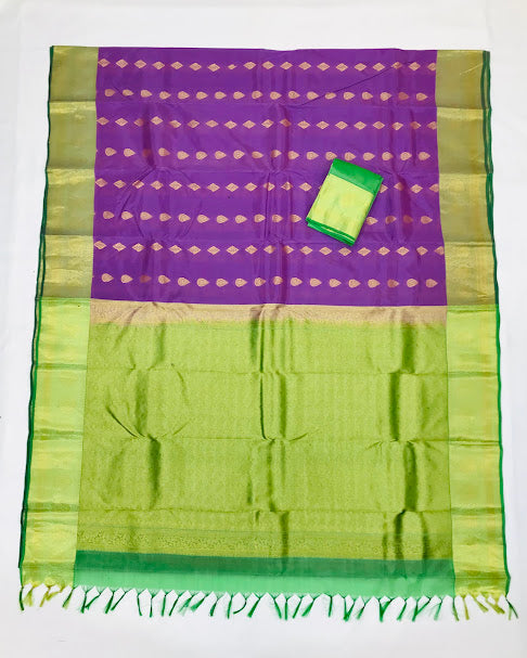 Lovely Light Purple Color Pure Kanchi Silk Saree With Gold Zari Work In Phoenix