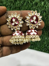 Alluring Brown Color Antique Gold Earrings For Women