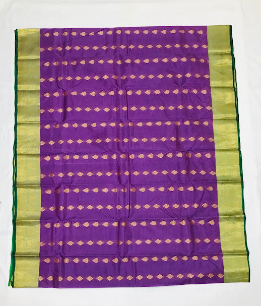 Lovely Light Purple Color Pure Kanchi Silk Saree With Gold Zari Work In Happy Jack