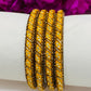 Lovely Yellow Color Designed Metal Bangles With White Stone For Women Near Me