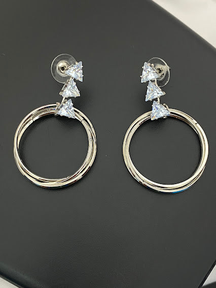 Attractive Silver Oxidized Geometric Designer Earrings