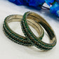 Fanciable Green Color Metal Bangles With Glint White Stone Near Me