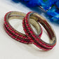 Lovely Dark Pink Color Metal Bangles With White Stone Work Near Me