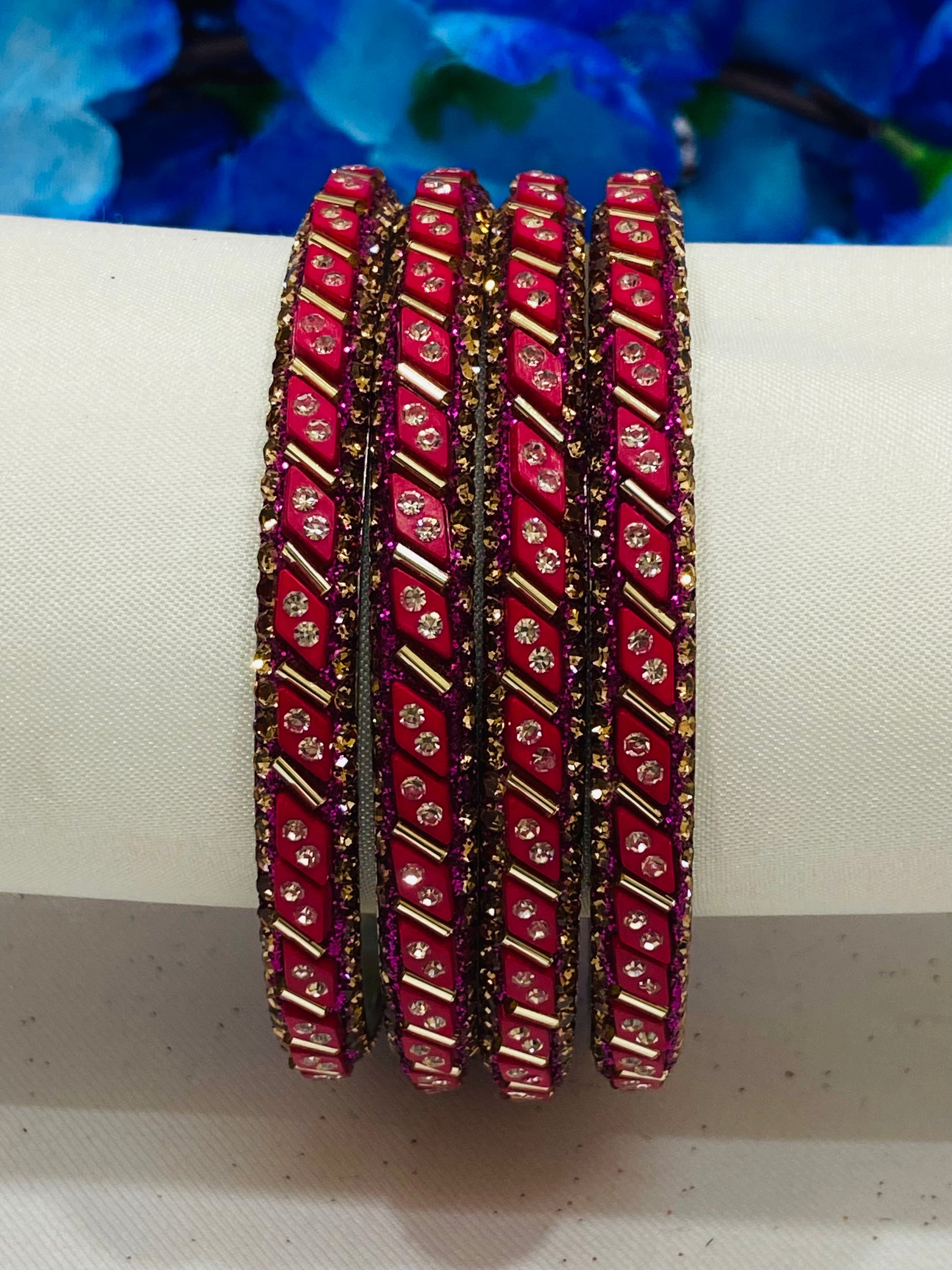 Lovely Dark Pink Color Metal Bangles In Kingman