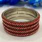 Gorgeous Maroon Color Metal Bangles With Sparkle White Stone For Women