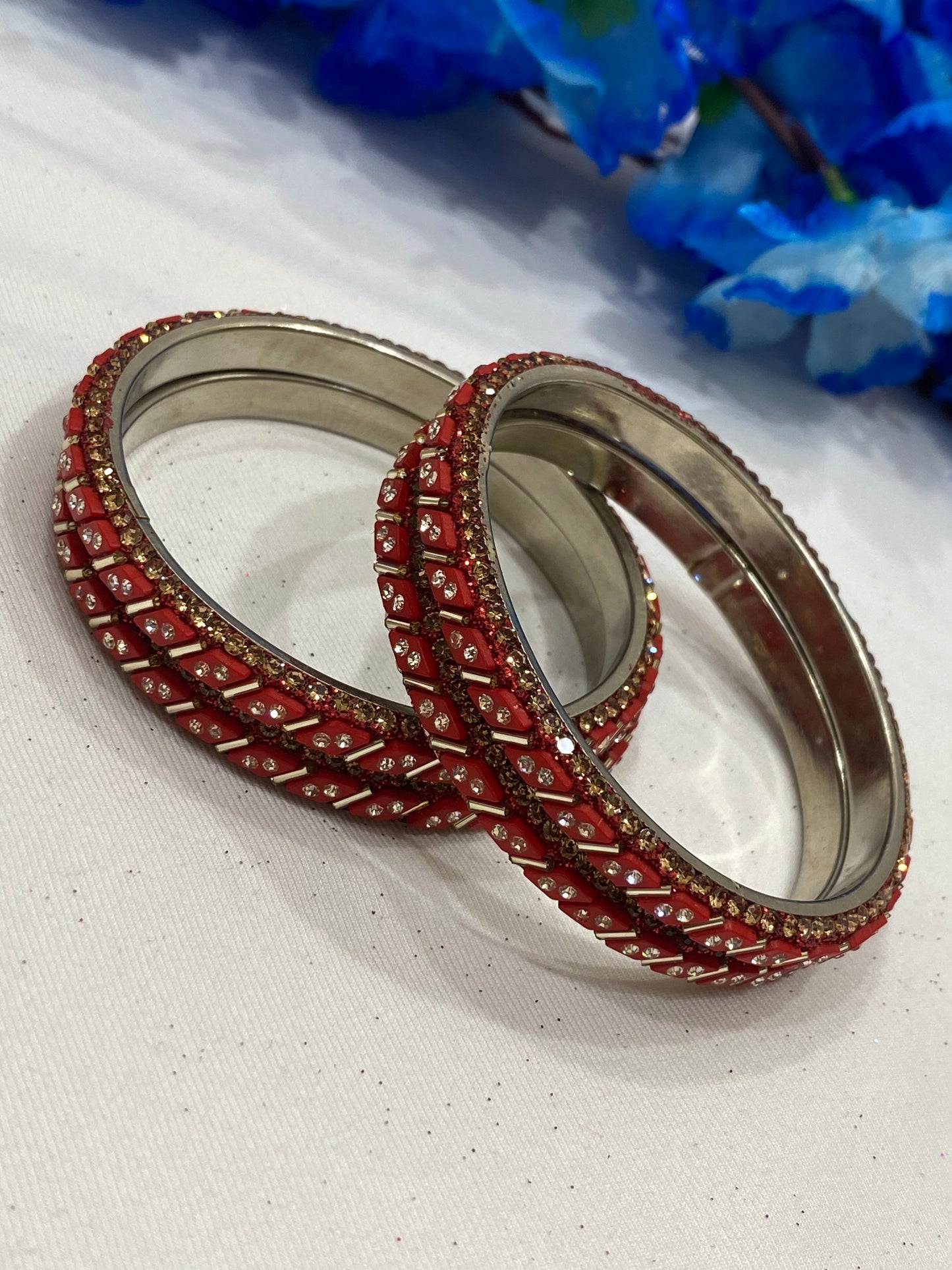 Gorgeous Maroon Color Metal Bangles With Sparkle White Stone Near Me