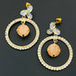 Gorgeous Circle Design Gold Plated With Orange Stoned Earrings
