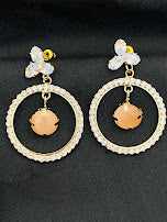 Gorgeous Gold Plated With Orange Stoned Earrings In Suncity
