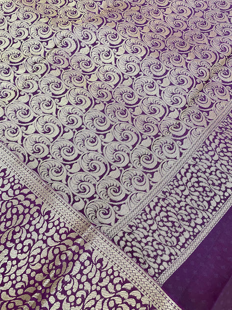 Orange Color Pure Kanchi Silk With Gold Zari Work Saree - SILKMARK CERTIFIED In Chandler