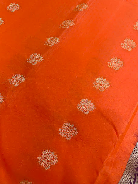 Orange Color Pure Kanchi Silk Saree - SILKMARK CERTIFIED In Suncity