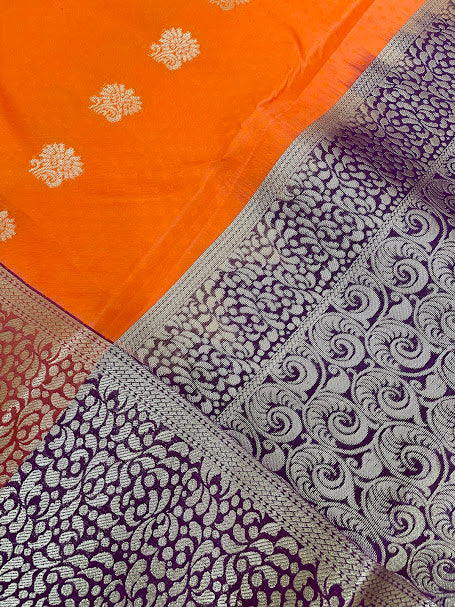 Orange Color Pure Kanchi Silk Saree For Women - SILKMARK CERTIFIED In Surprise