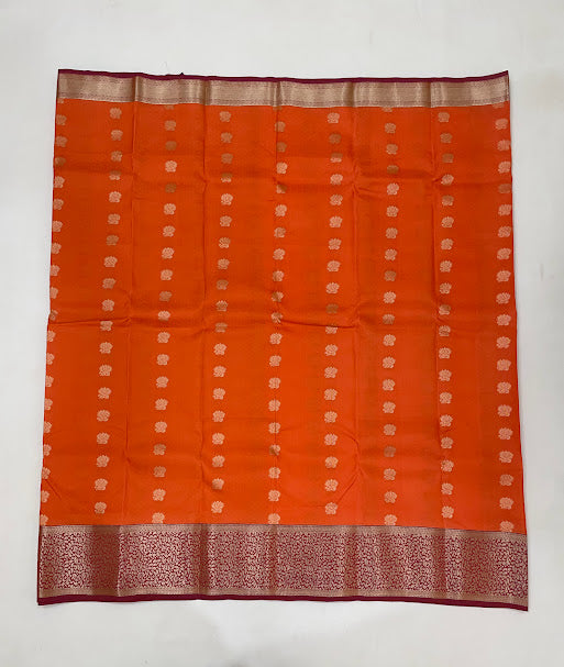 Beautiful Orange Color Pure Kanchi Silk Saree For Women - SILKMARK CERTIFIED In Tempe
