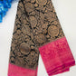 Stunning Black Colored Soft Silk Saree With Pink Color Rich Pallu