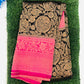 Stunning Black Colored Soft Silk Saree With Pink Color Rich Pallu