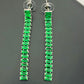 Charming Long Trendy Oxidized Green Ear Hangings