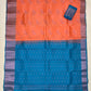 Charming Peach With Blue Color Pure Kanchi Silk Saree In Chandler