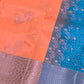 Charming Peach With Blue Color Pure Kanchi Silk Saree In Mesa