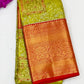 Captivating Green Colored Floral Designed Art Silk Saree For Women