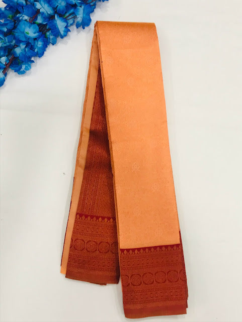 Attractive Orange Colored Contrast Border Art Silk Sarees For Women