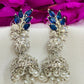 Blue Color American Diamond Stone Work Earrings With Beats For Women Near Me