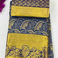 Charming Blue Colored Pure Kanchi Silk Gold Zari Work Saree For Women - SILKMARK CERTIFIED