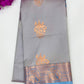 Elegant Grey Color Unique Designed Soft Silk Saree With Zari Bordered For Women