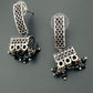 Lovely Silver Replica Antique Toned Black Earrings In Tempe