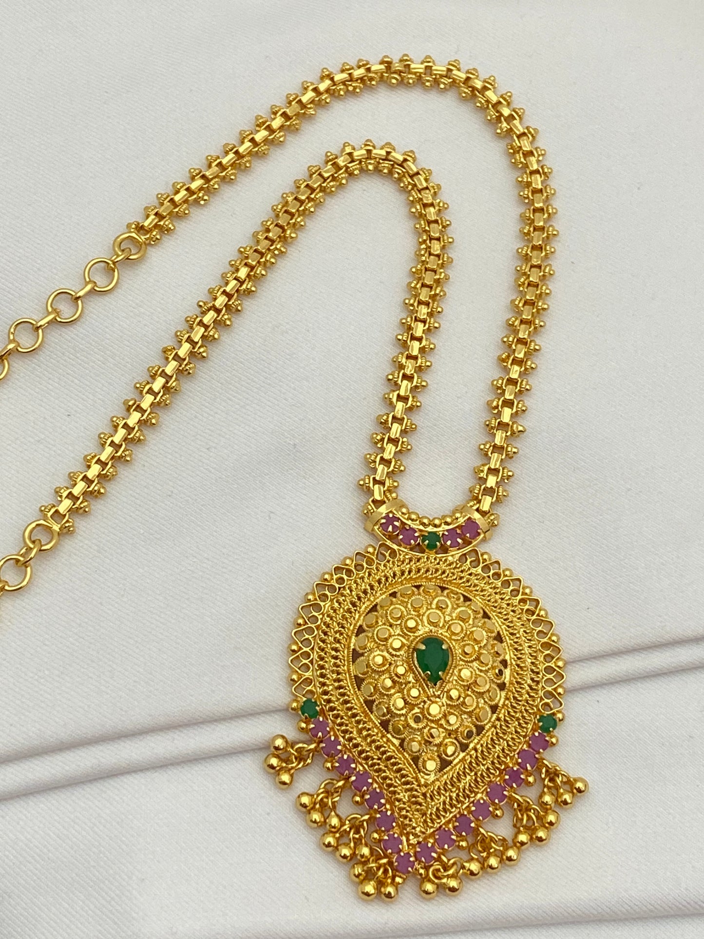 Elegant Gold Plated Multi Color Long Chain Near Me
