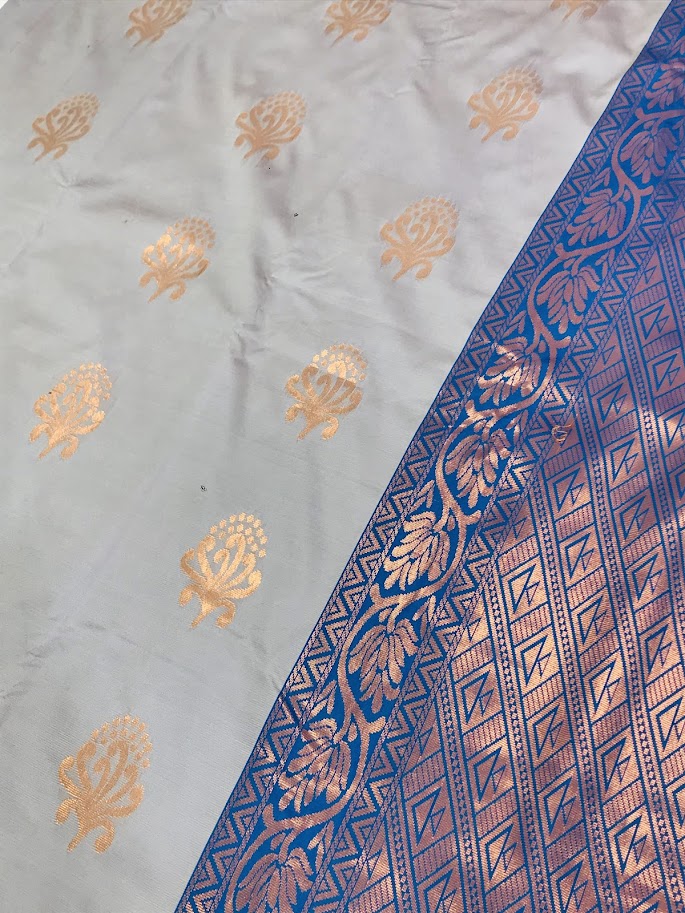 Grey And Blue Colored Saree In Tempe