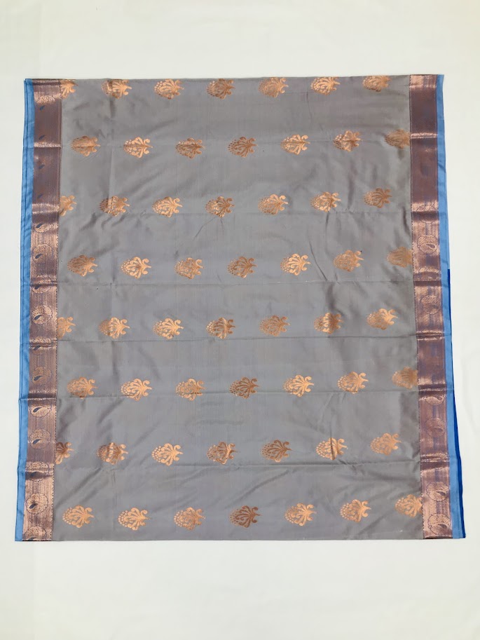 Elegant Grey Color Unique Designed Soft Silk Saree With Zari Bordered For Women