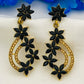 Gorgeous Antique Black Flower Designer Crystal Drops Danglers Earrings