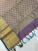 Pink Color Pure Kanchi Silk Gold Zari Work Saree Indian Ethnic Wear