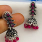Pretty Oxidized Silver Studded Antique Pink Long Stone Earrings In Tucson