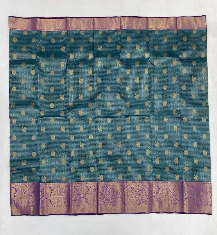 Rama Green Color Pure Kanchi Silk Gold Zari Work Saree In Chandler