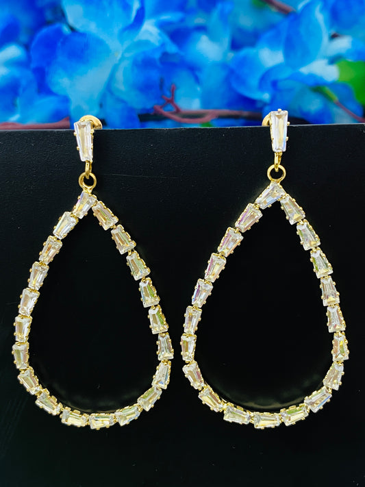 Charming Traditional Gold Plated Party Designer Stone Drop Earrings