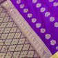 Violet Color Pure Kanchi Silk Gold Zari Work Saree In Mesa
